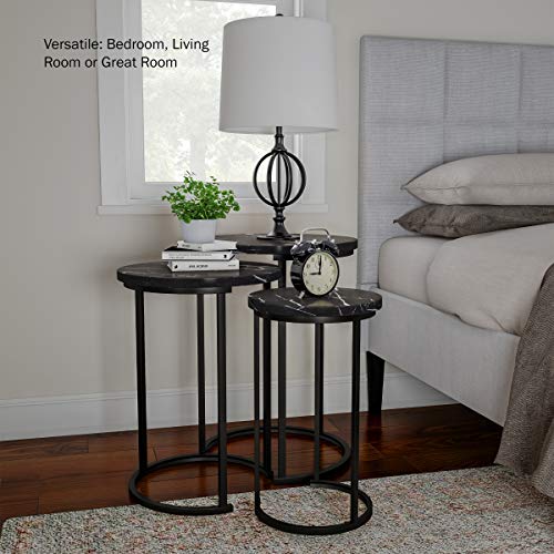 Set of 3 Round Faux Marble Nesting Tables S7446