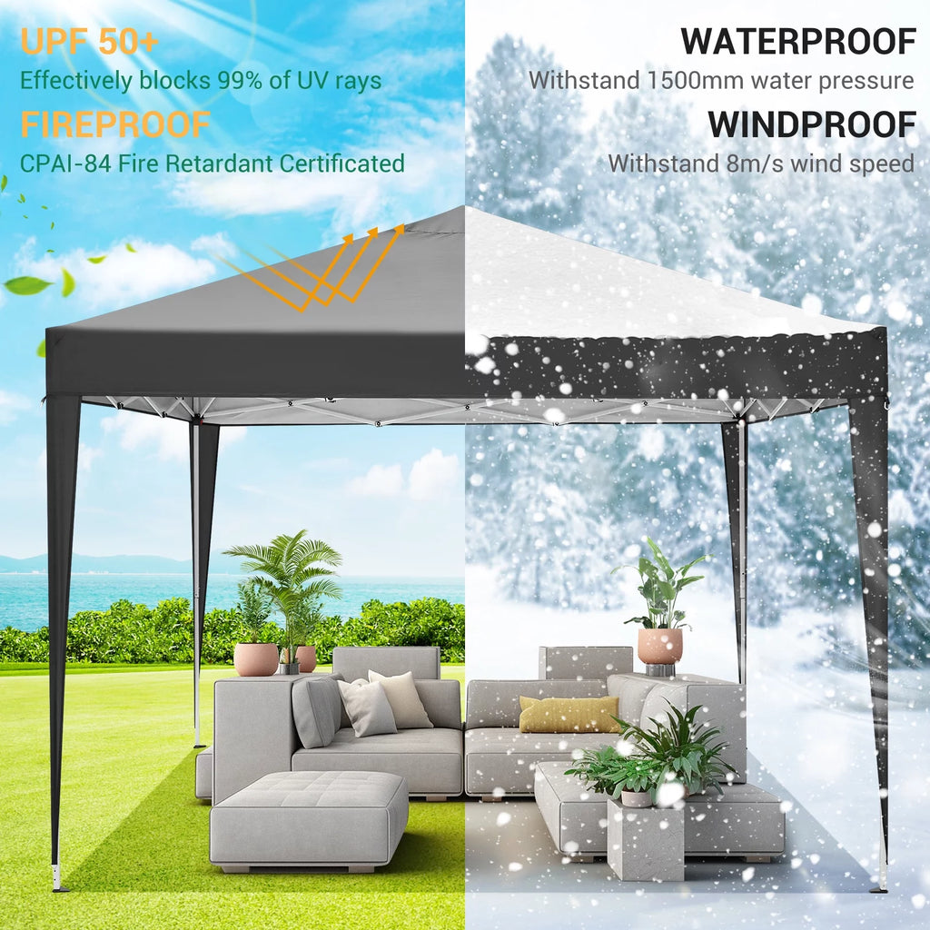 10 x 10 FT Black Pop-Up Canopy with Carrying Bag E2716
