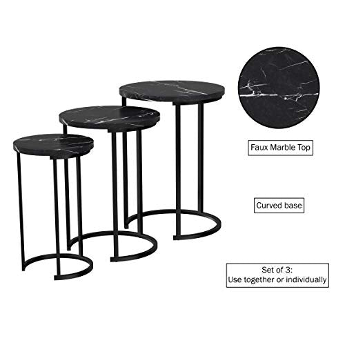 Set of 3 Round Faux Marble Nesting Tables S7446