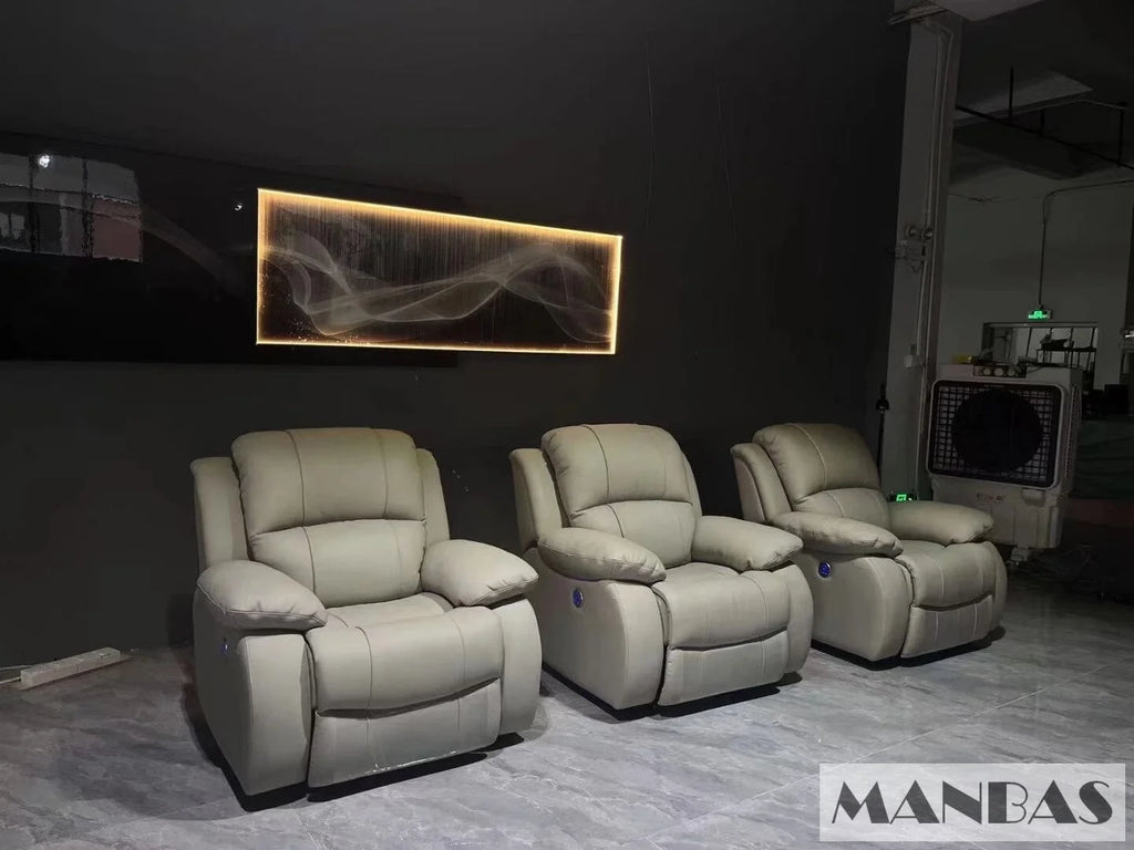 Manual Electric Recliner Sofa Genuine Leather Couch Q8522