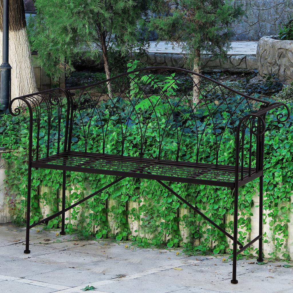 Black Metal Outdoor Bench with Armrests D571816