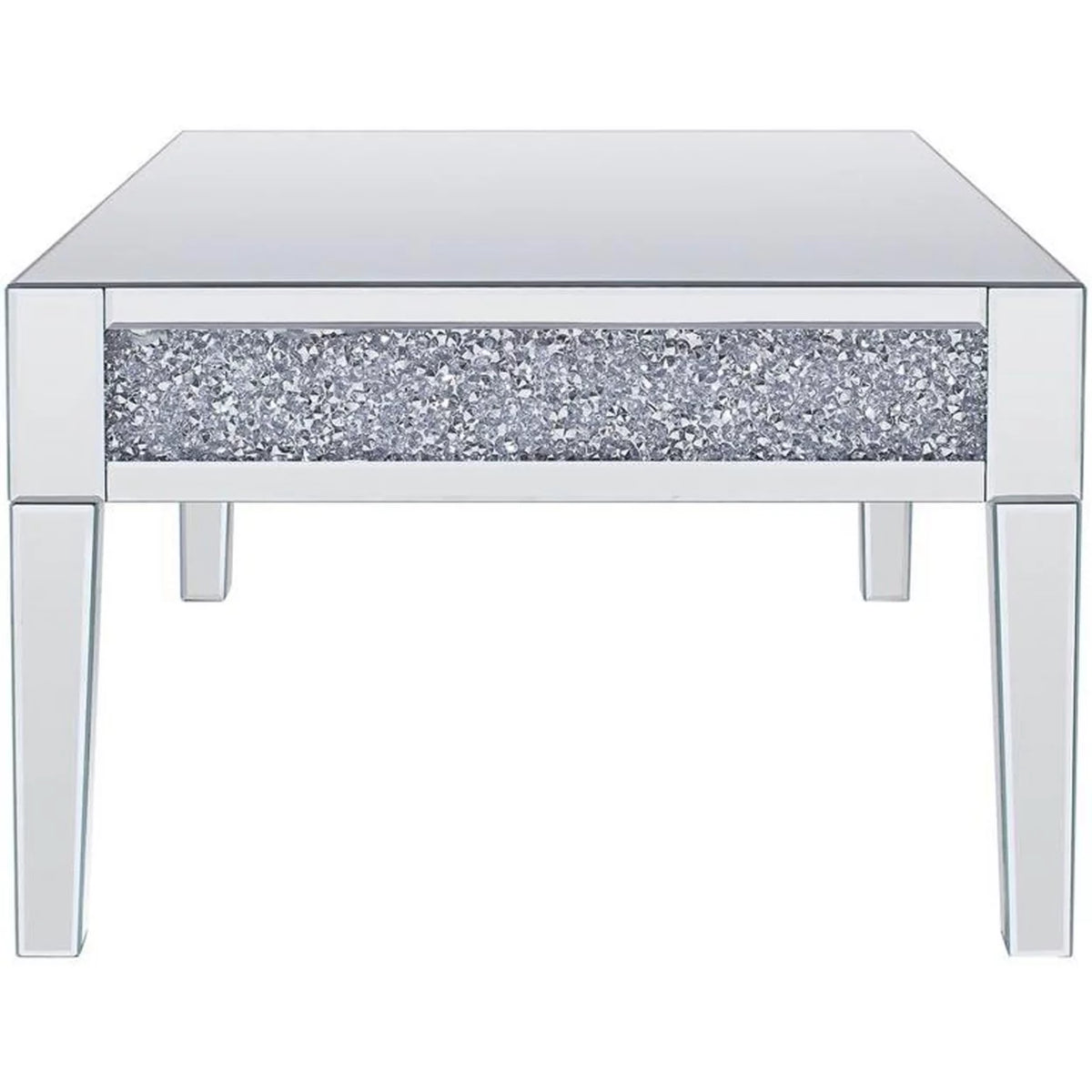 Wood and Mirror Coffee Table with Faux Crystals Inlay L104