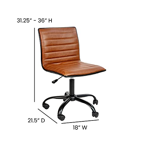 White Ribbed Upholstered Vinyl Swivel Desk Chair U678