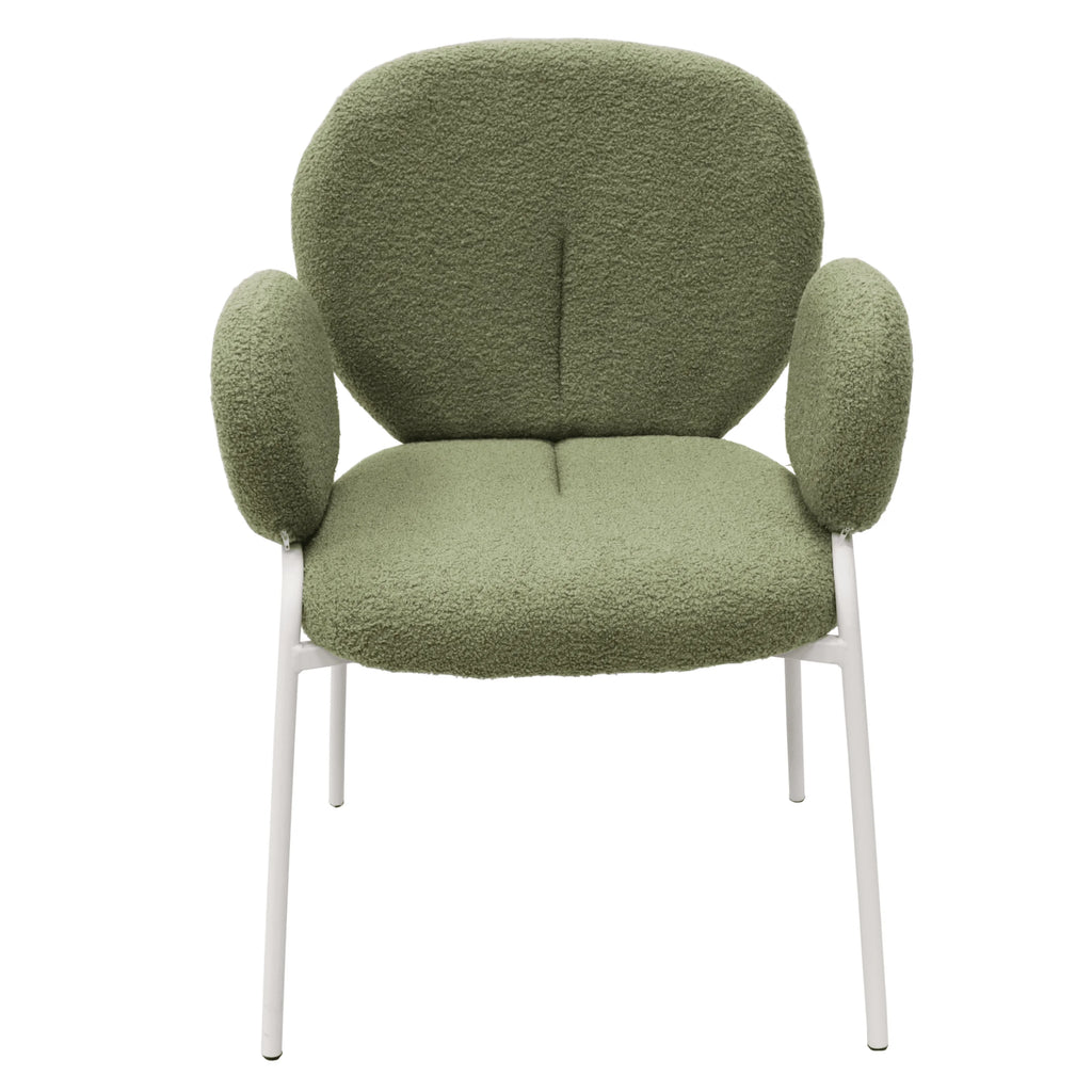 Green Boucle Dining Chair with Arms Z19835