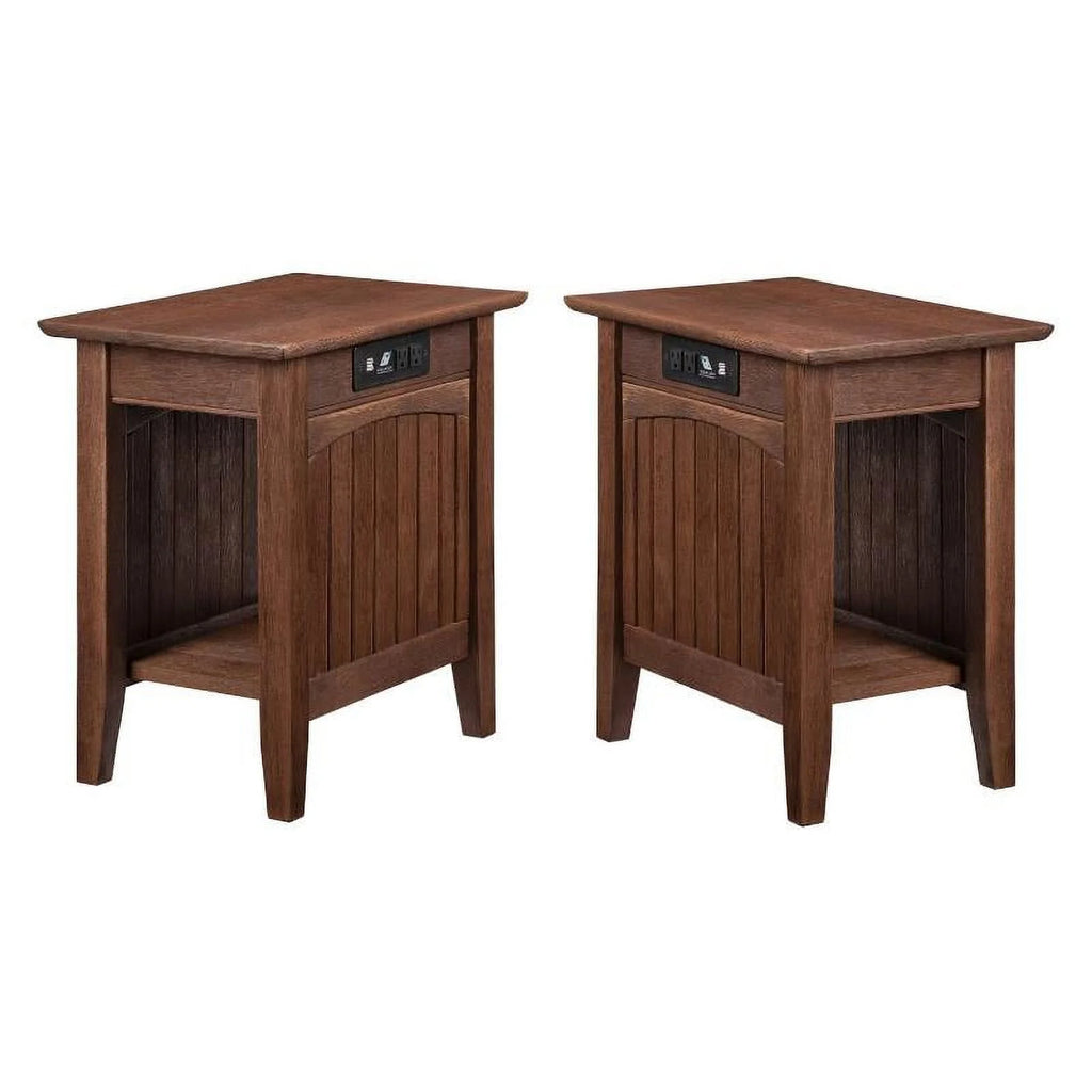 2 Piece Wood End Table Set in Burnt Amber A987605