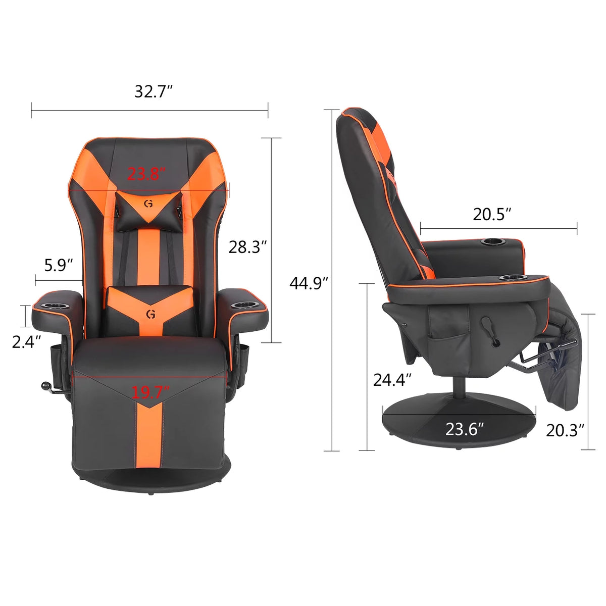 Black Orange Ergonomic Gaming Chair with Footrest S22915