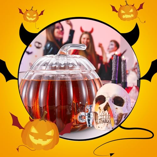 2 Pack 2 Gallon Glass Pumpkin Drink Dispenser with Spigot G69806