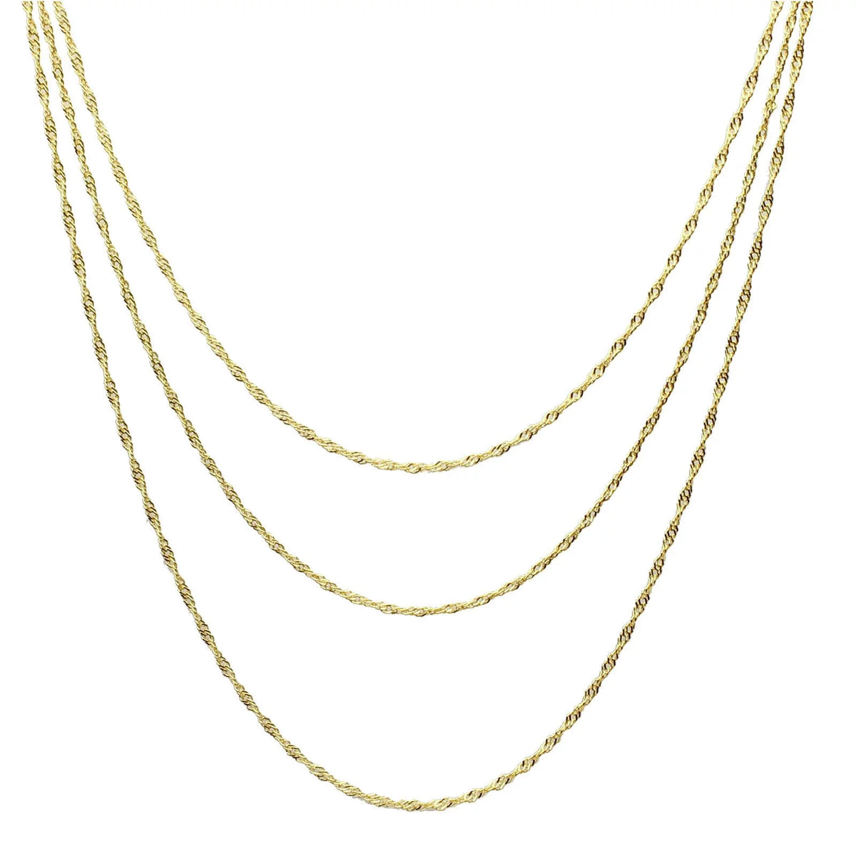 Sterling Silver Multi-Strand Gold-Flashed Chain Necklace W53929