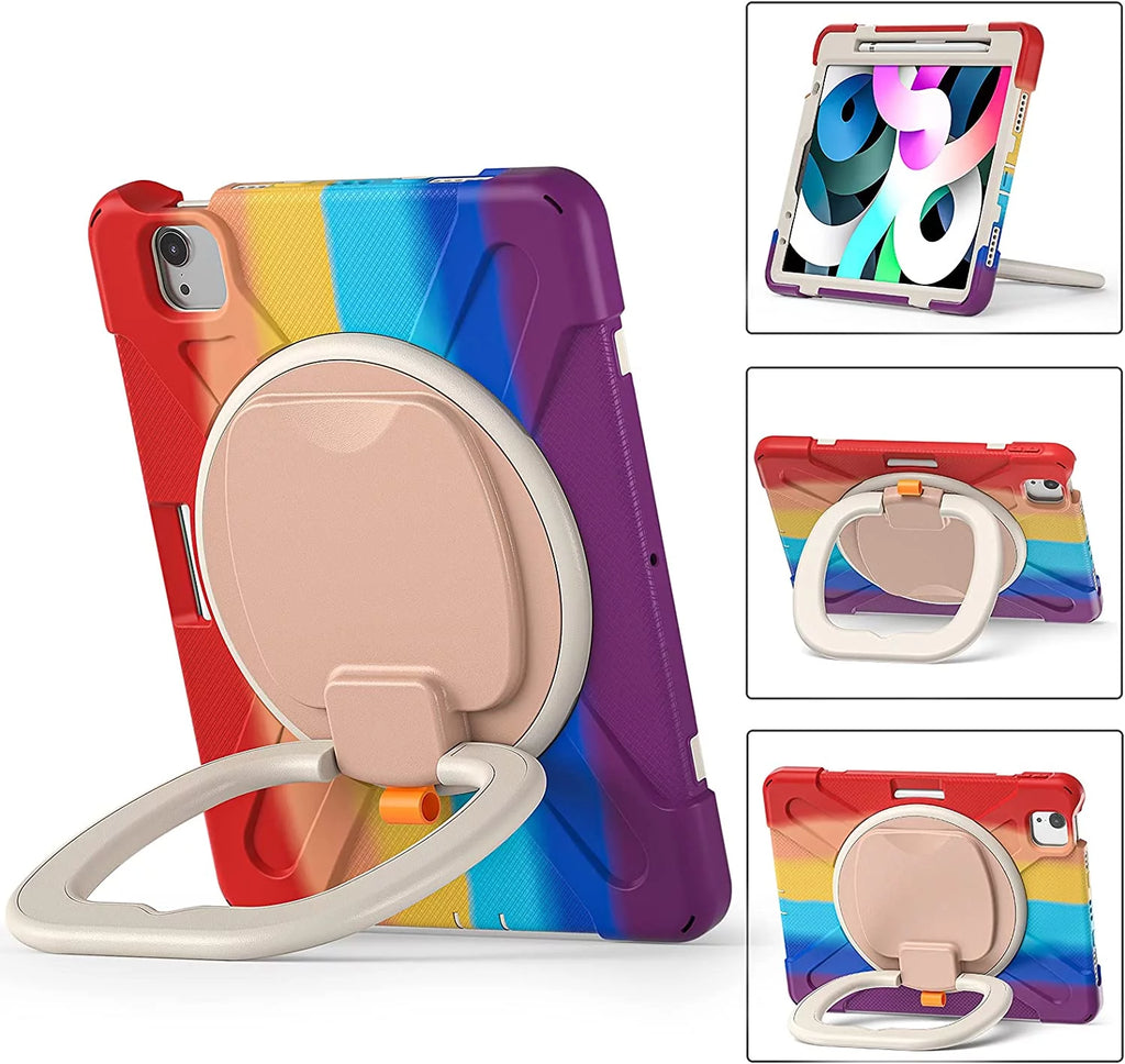 iPad Case with Rotatable Stand Shoulder Strap Pencil Holder Shockproof Silicone D967