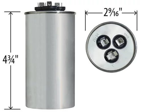 80/10 uF 440 VAC Dual Round Replacement Capacitor J877597