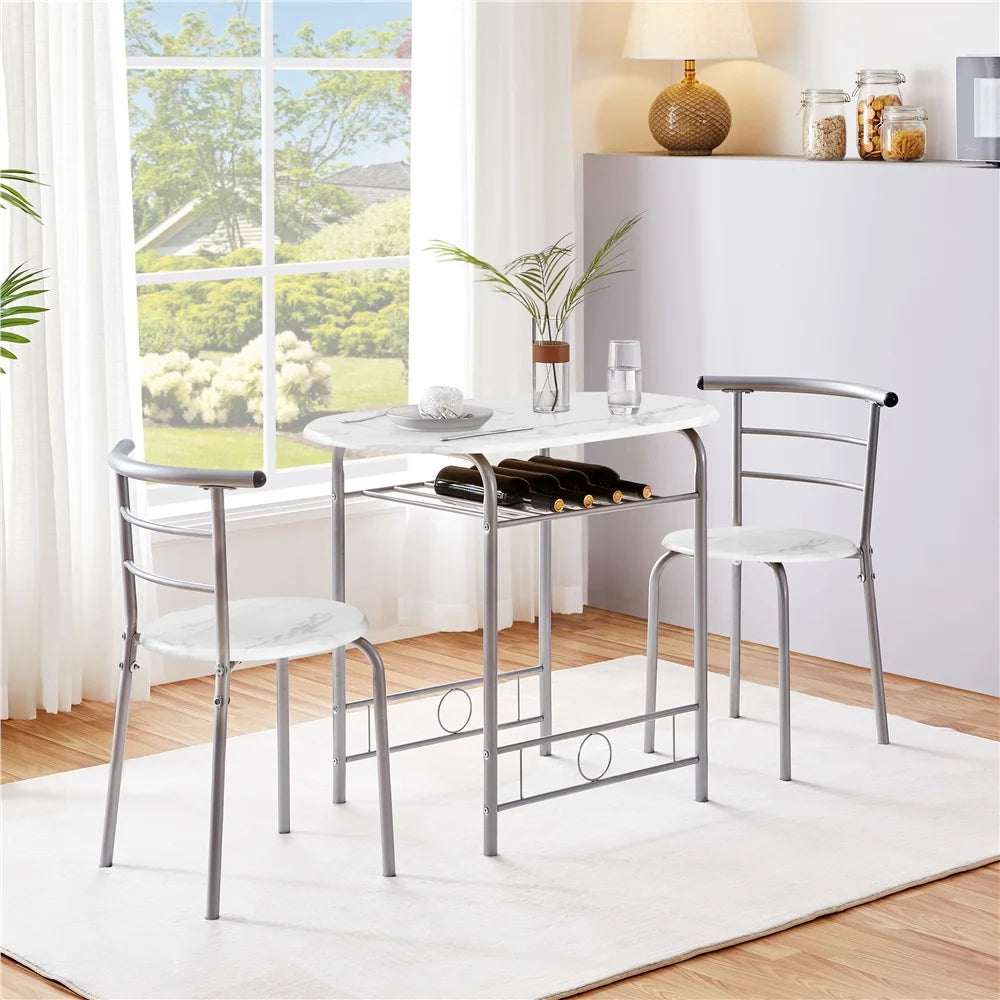 3 Piece Round Dining Table Set with Steel Legs M19220