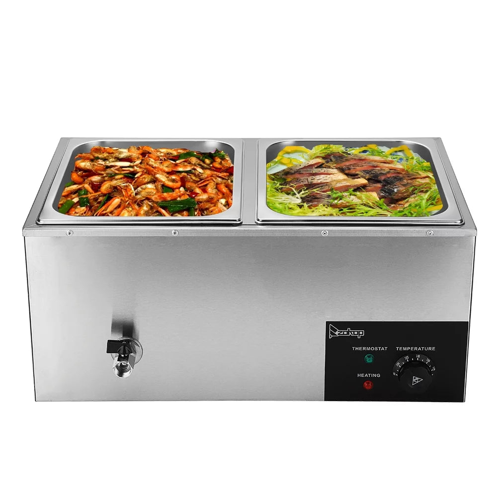 600W 2-Pan Stainless Steel Food Warmer F90252