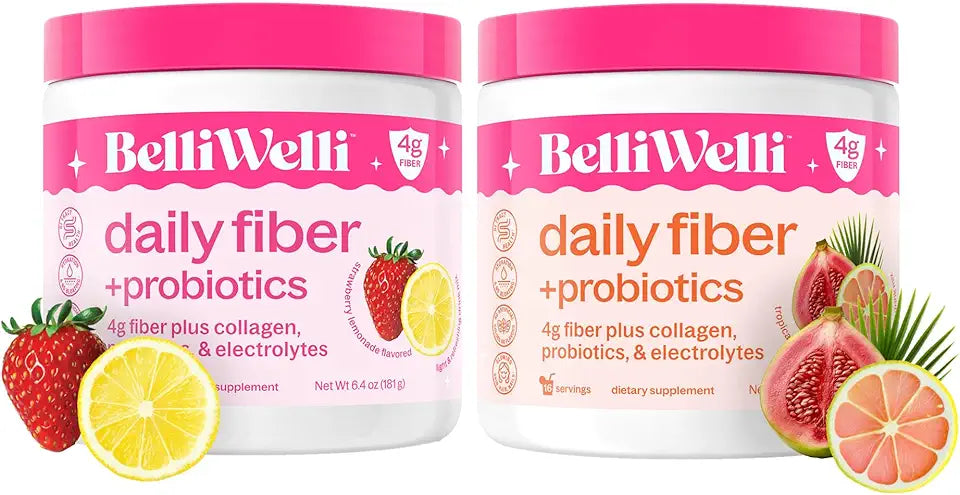 Strawberry Lemonade & Tropical Breeze Fiber Supplement with Collagen, Probiotics & Electrolytes O8091