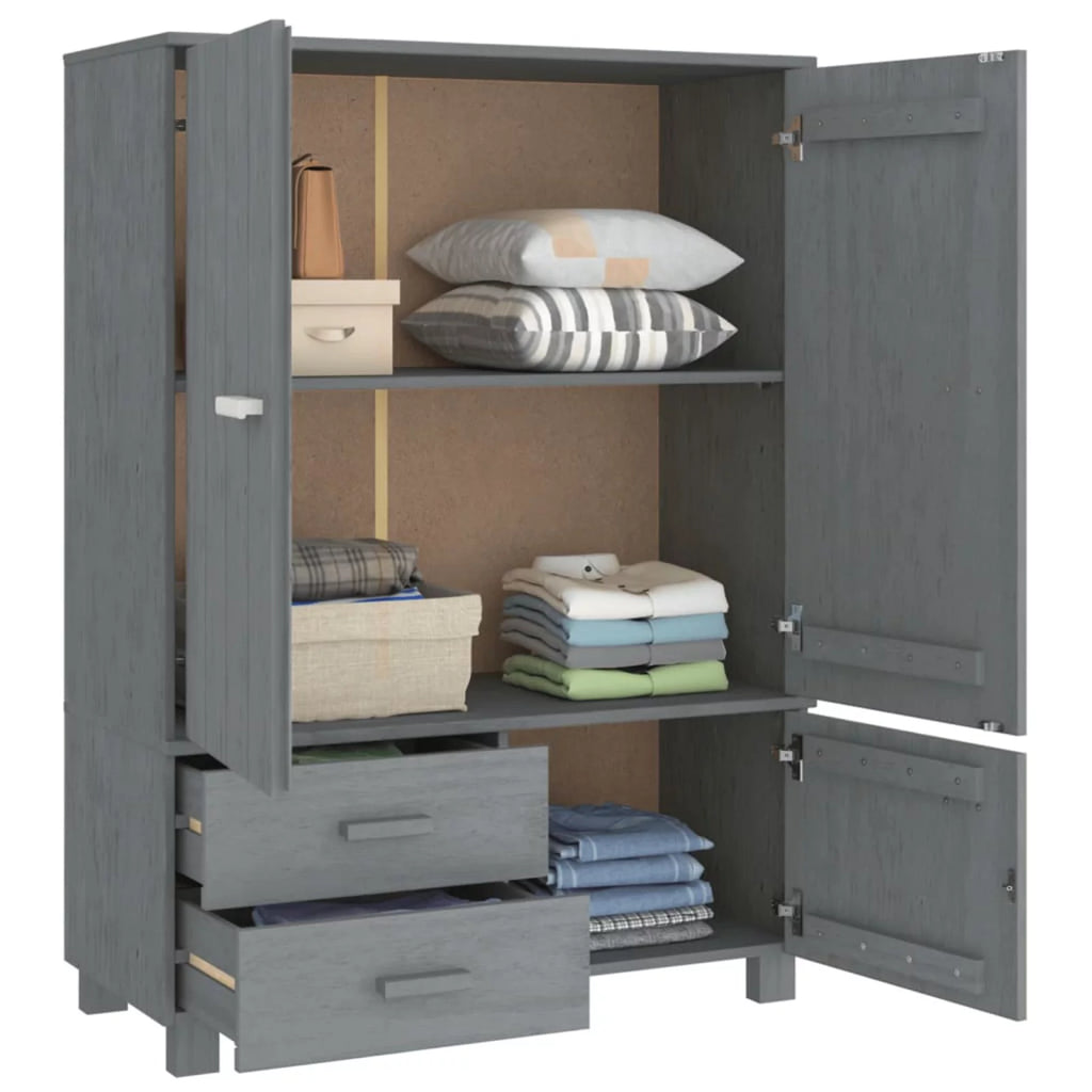 Dark Gray Solid Wood Pine Wardrobe E20439