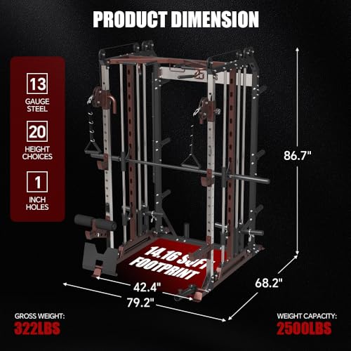 Power Cage with Barbell, LAT-Pull Down & Cable Crossover System B725049