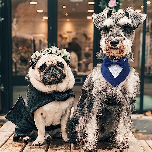 Adjustable Dog Wedding Bandana with Bow (Medium, Black) C901
