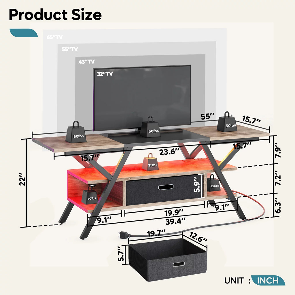 Modern TV Stand with LED & Outlets for TVs up to 65" L60670
