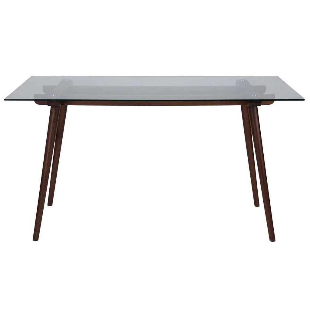 Rectangular Wood and Glass Top Table in Walnut Y855