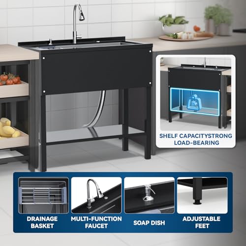 24" Stainless Steel Freestanding Utility Sink with Faucet X726703