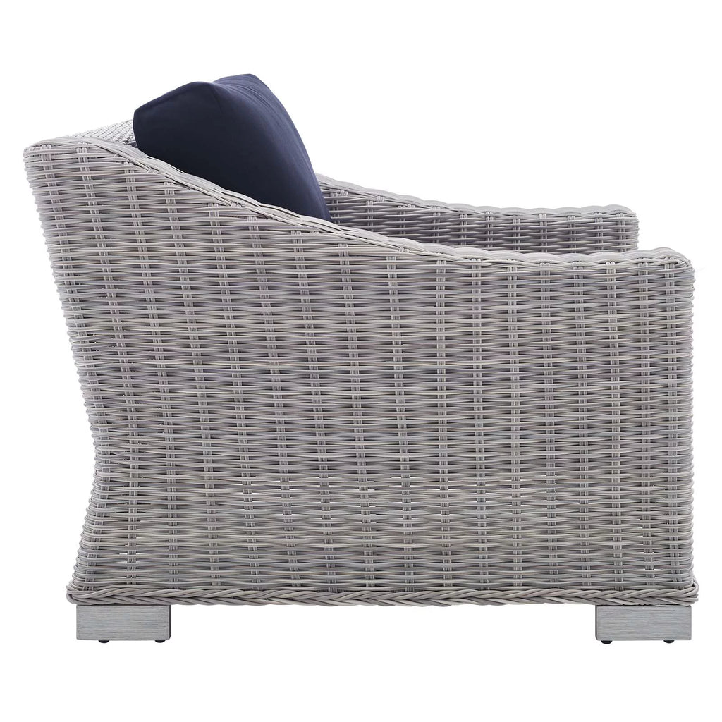 Light Gray Navy Wicker Rattan Outdoor Patio Armchair I897767