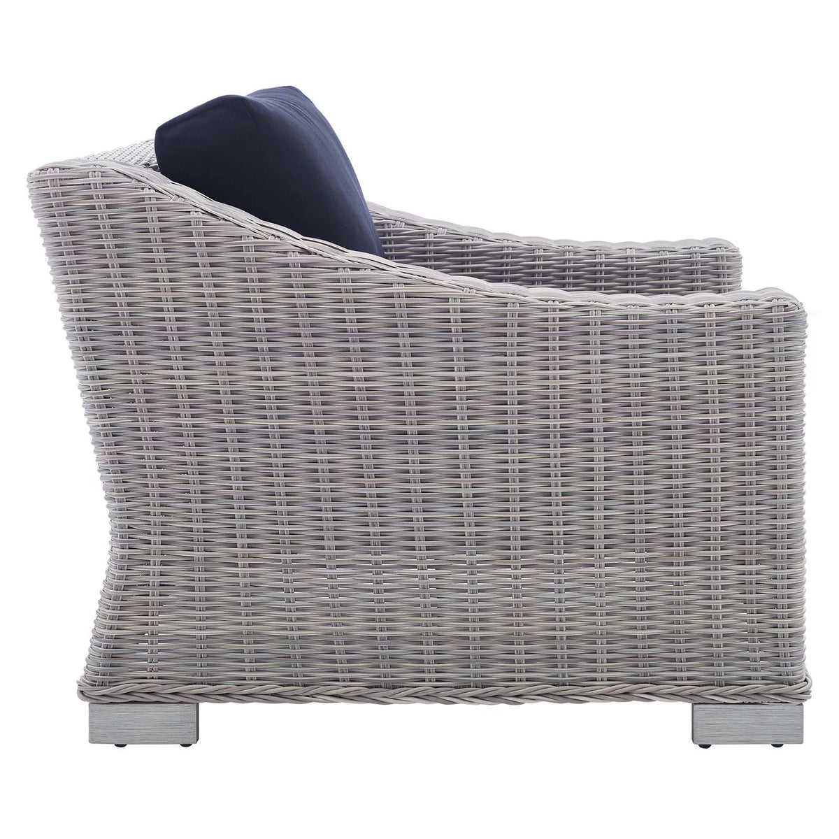 Light Gray Navy Wicker Rattan Outdoor Patio Armchair I897767