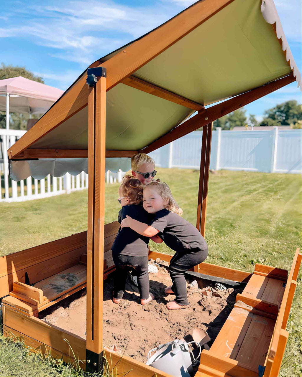 47'' Wooden Sandbox with Lid and Bench A629931