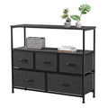 Black Dresser TV Stand with Fabric Drawers T527