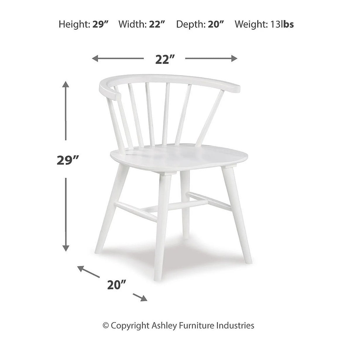 White Spindle Back Dining Chair Set of 2 X4929