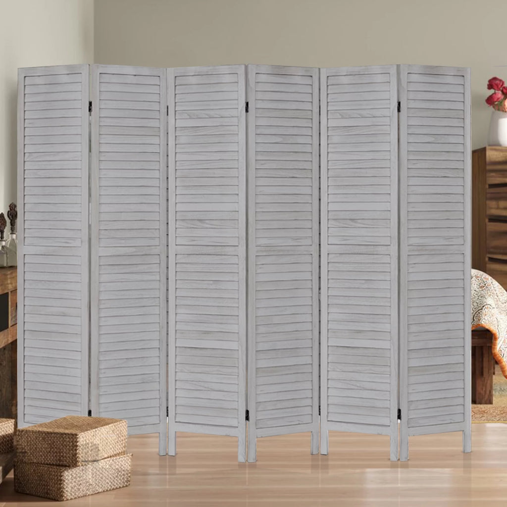 6 Panel Gray Wood Room Divider W272