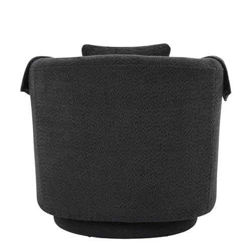 Black Chenille Swivel Accent Chair with Ottoman I908