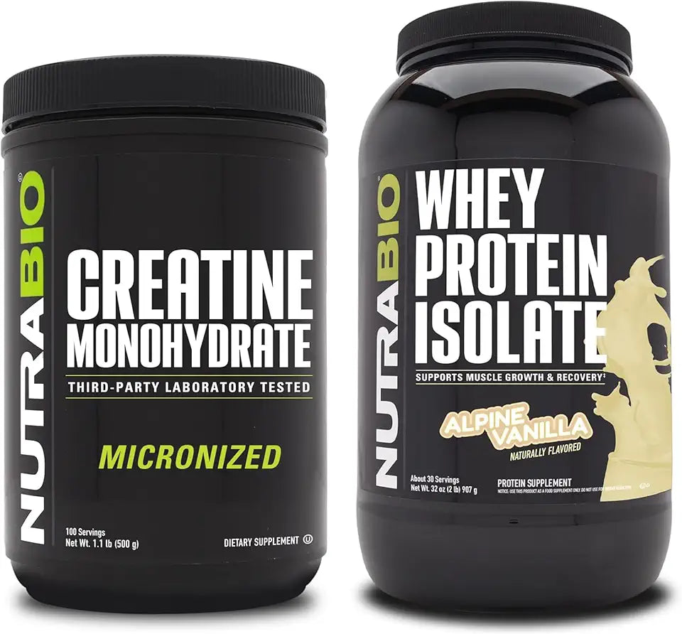 Unflavored Creatine Monohydrate and Alpine Vanilla Whey Protein Isolate Y144