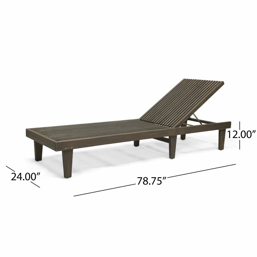 Teak Acacia Wood Chaise Lounge Set of 2 B832950