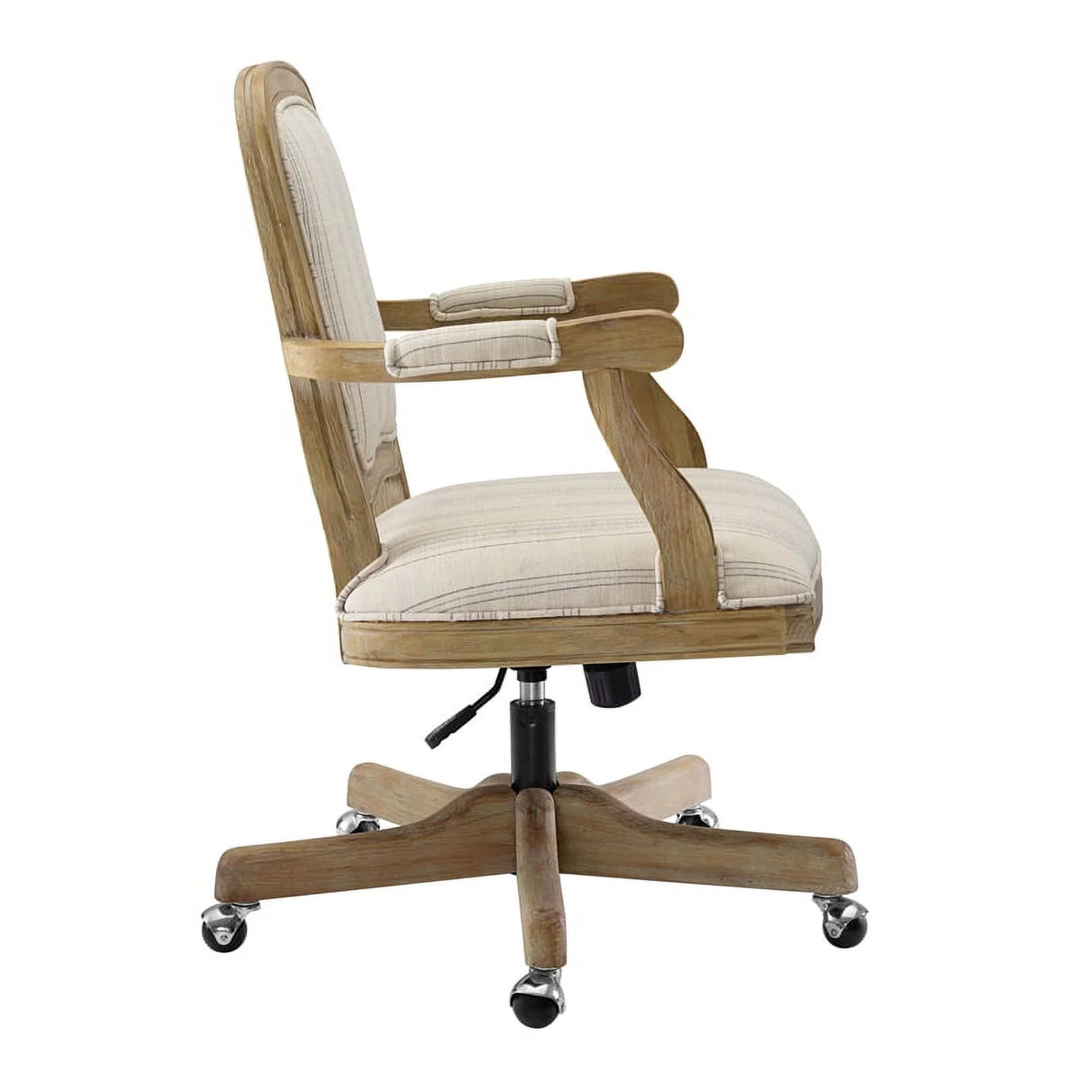 Beige Stripe Upholstered Office Chair with Wheels Z42575