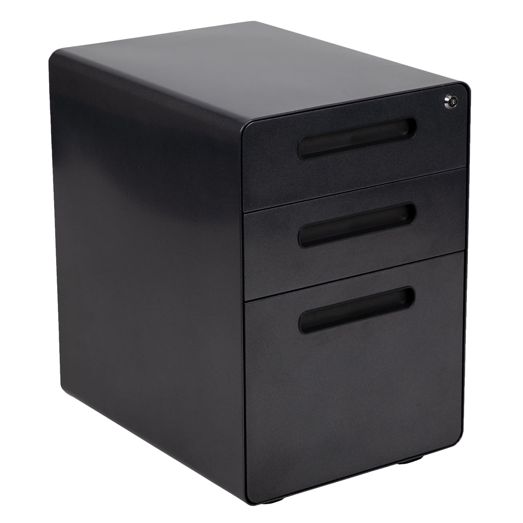 Adjustable Computer Desk, Ergonomic Mesh Office Chair and Mobile Filing Cabinet W943