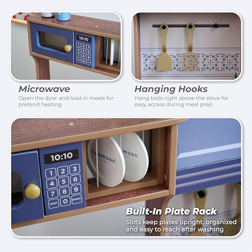 Blue Play Kitchen with Sink, Oven, Fridge & 14 Pcs Accessories U615325