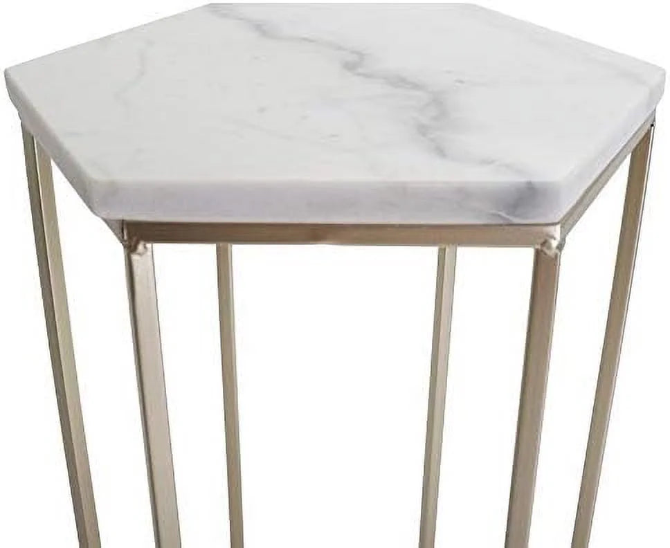 Hexagon End Table Set with Mirrored Tops R59282