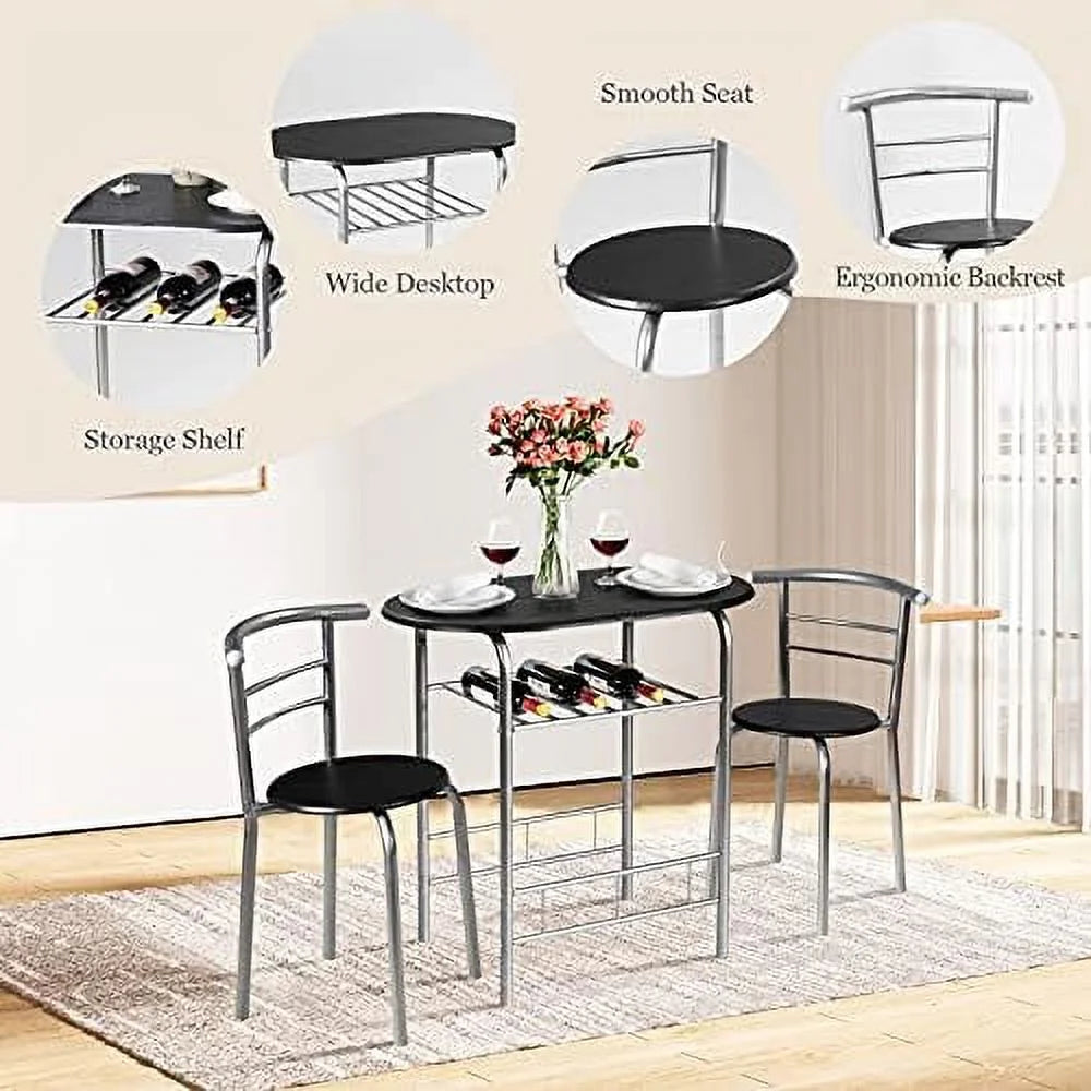 3 Piece Round Dining Table Set with 2 Stools R33897