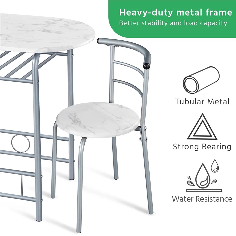 3 Piece Round Dining Table Set with Steel Legs M19220