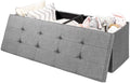 Light Gray Folding Storage Ottoman Bench K292684