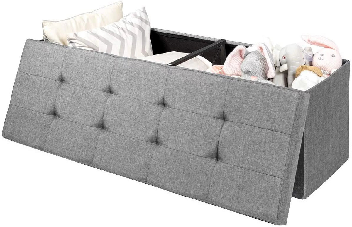 Light Gray Folding Storage Ottoman Bench K292684