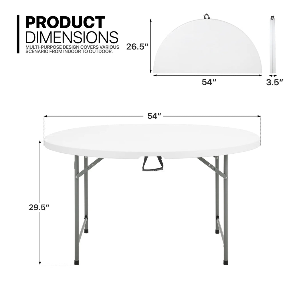 11 Pieces 4.5 Ft White Foldable Plastic Table and 10 Red Chair Set V8039