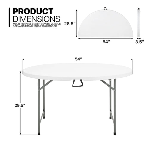 11 Pieces 4.5 Ft White Foldable Plastic Table and 10 Red Chair Set V8039