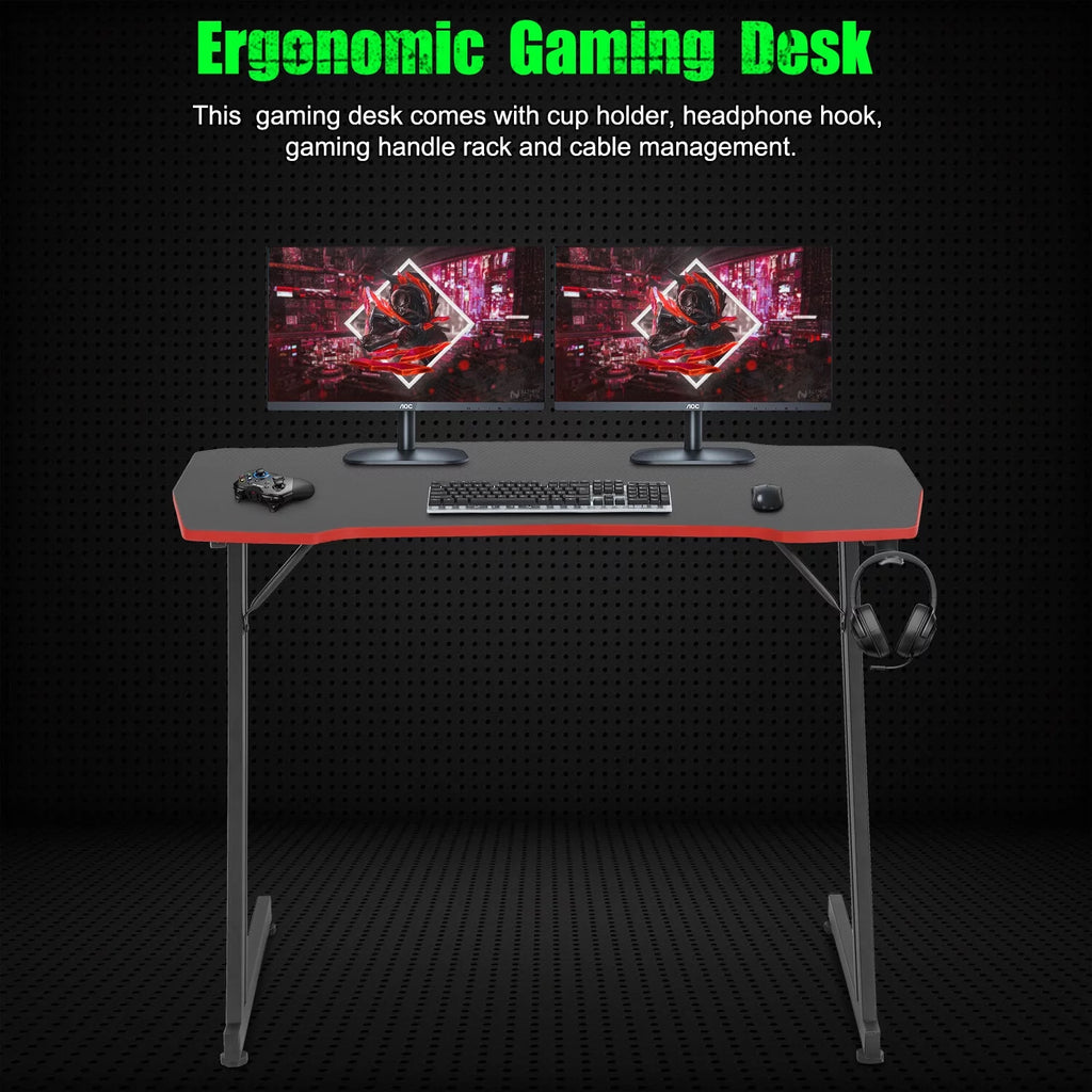 39 inch Z Shaped Gaming Desk with Headphone Hook A950