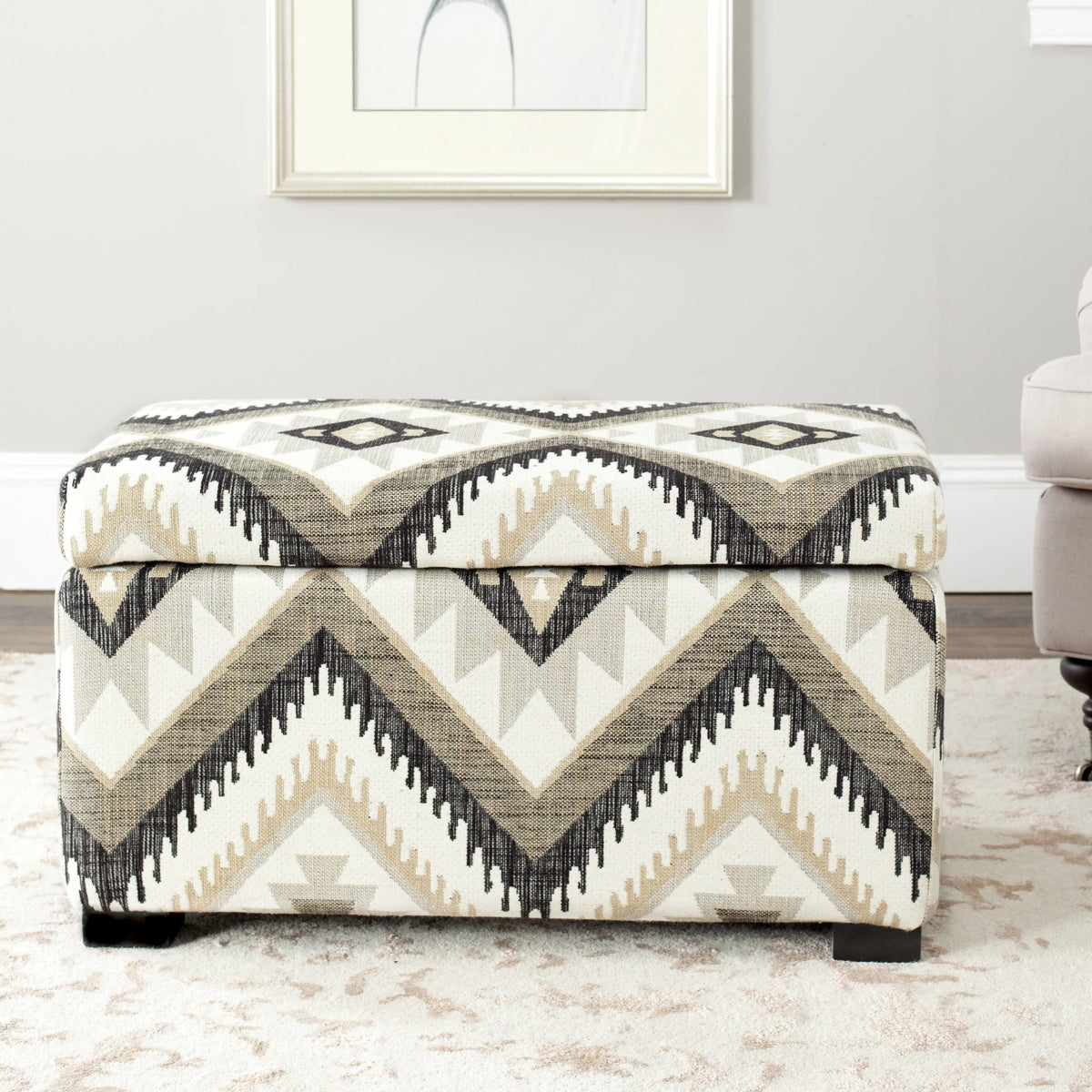 Rustic Solid Upholstered Storage Bench Z665755