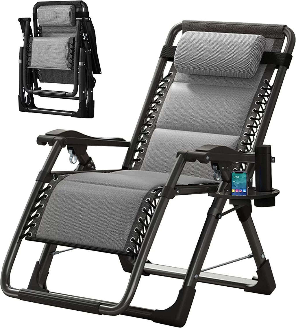 Zero Gravity Folding Recliner Chair with Detachable Headrest and Cup Holder E526581