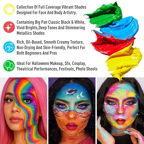 20 Colors Face Body Paint Oil Makeup Set with Mixing Palette and Brushes B474