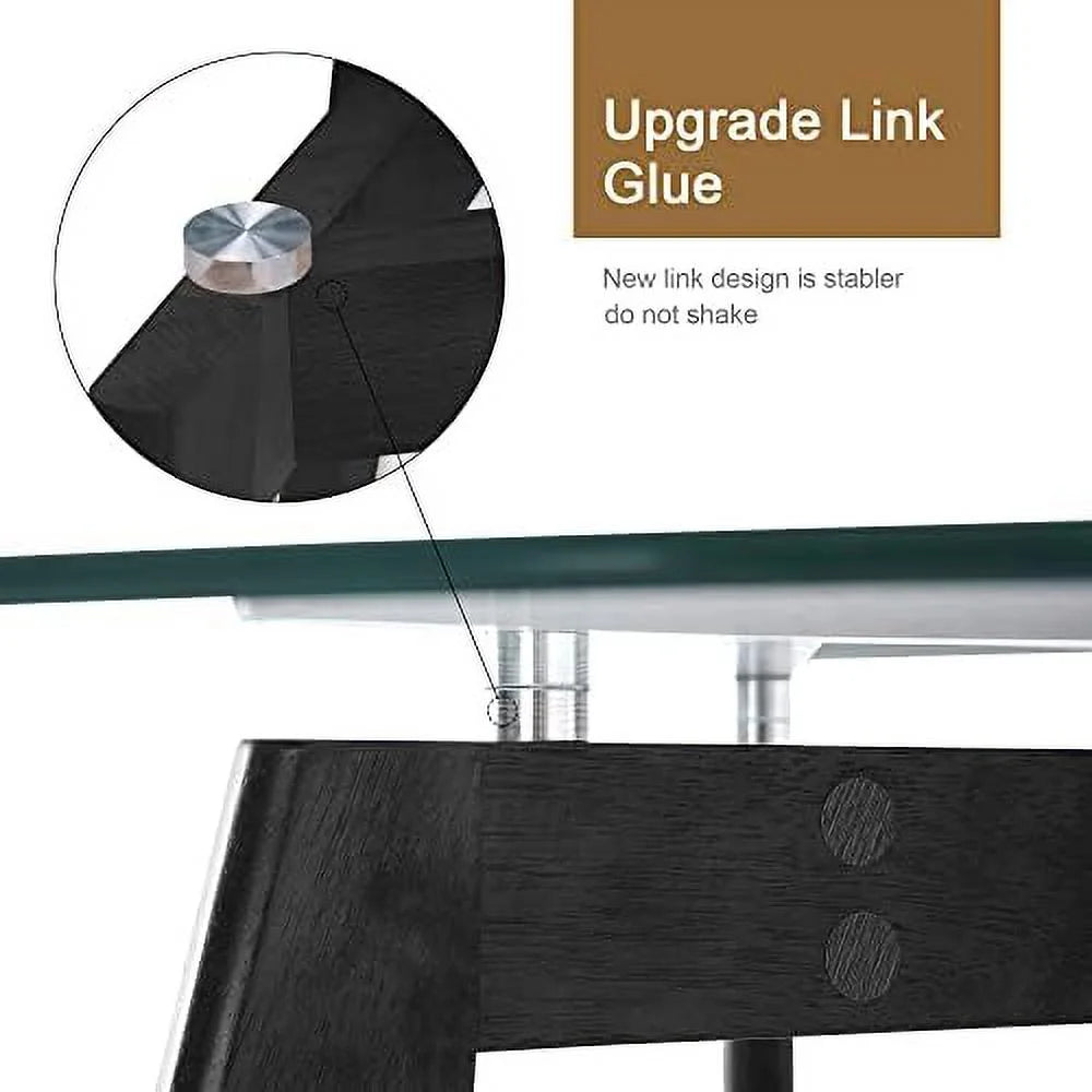 Round Glass Dining Table with Wood Legs 31.5 inch F41043