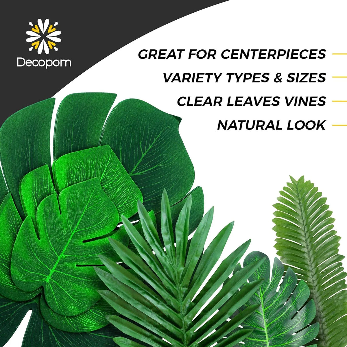 Artificial Tropical Palm Leaves 84 Pcs Green Fake Palm Leaf Decorations with Stems W11500
