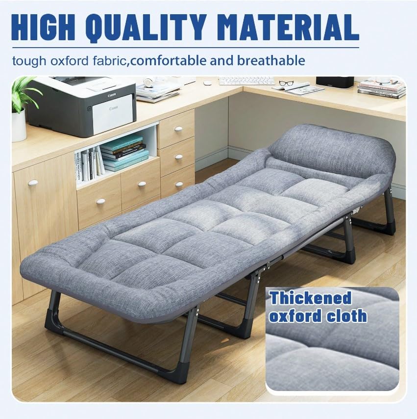 Portable Folding Camping Cot with Pillow Adjustable Backrest Z936668