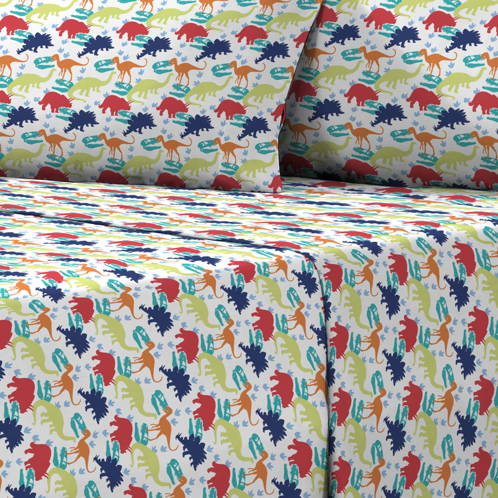 Blue Dinosaur Polyester Microfiber Twin 3 Pieces Sheet Sets K955